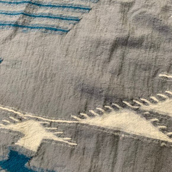 KAPITAL Grey Blue Orange Abstract Oversized Wool Scarf - Picture 5 of 6